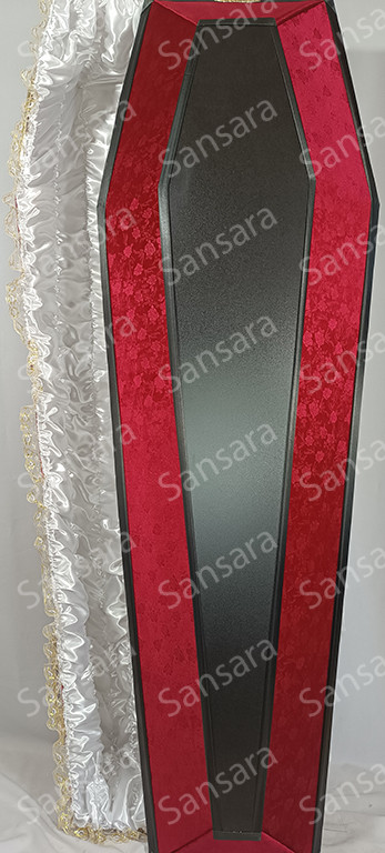 Труна велюрова.шестигранна з МДФ вставкою