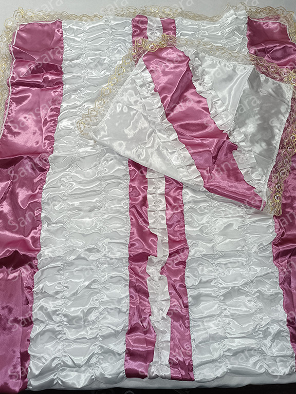 Комплект жатка атлас з рюшем №10 наволочка 50/50