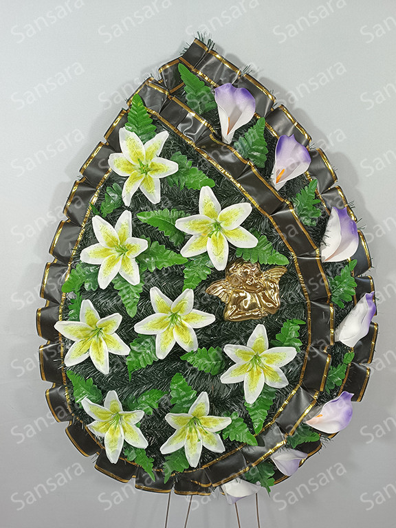 Вінок  150/65см Вінок з чорною стрічкою великий