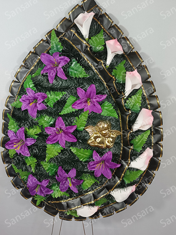 Вінок  150/65см Вінок з чорною стрічкою великий