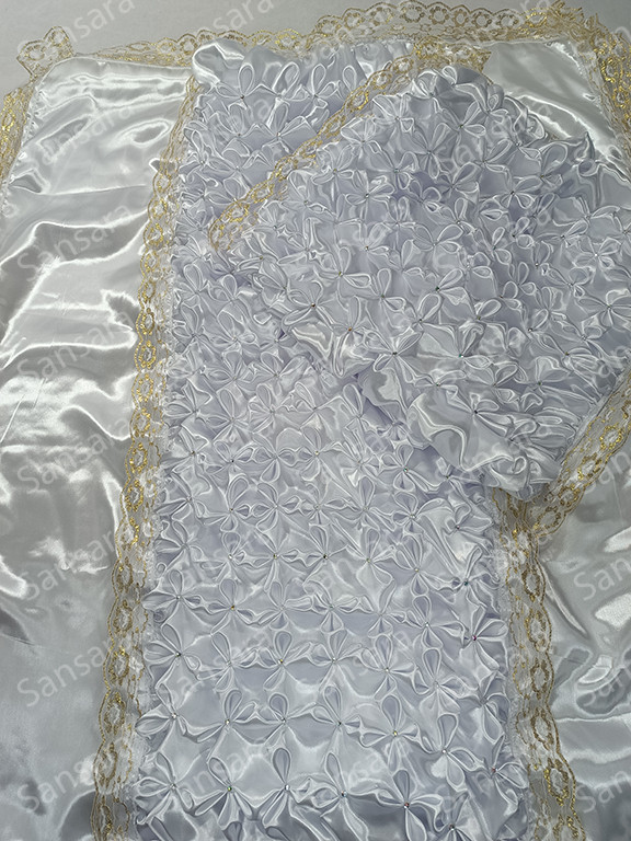 Комплект атлас ручна робота Стрази, наволочка 45/45 білий