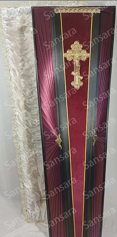 Труна велюр з фольгою Бордо